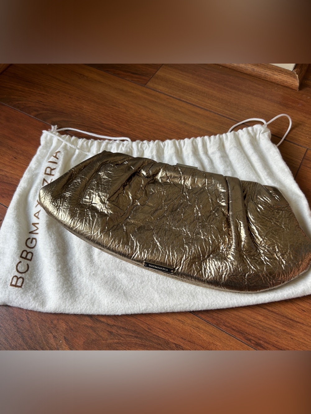 BCBGMaxAzria Metallic Gold Crinkled Clutch